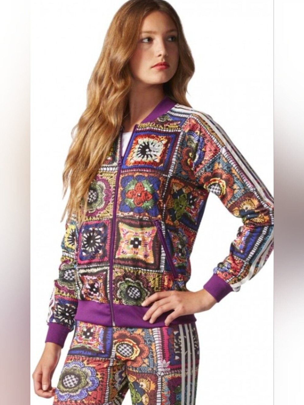 Adidas X FARM RIO Vibrant Bomber Crochita Patchwork Track Workout Jacket M HTF - Picture 15 of 15